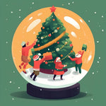Family christmas snow globe cross stitch kit for beginners