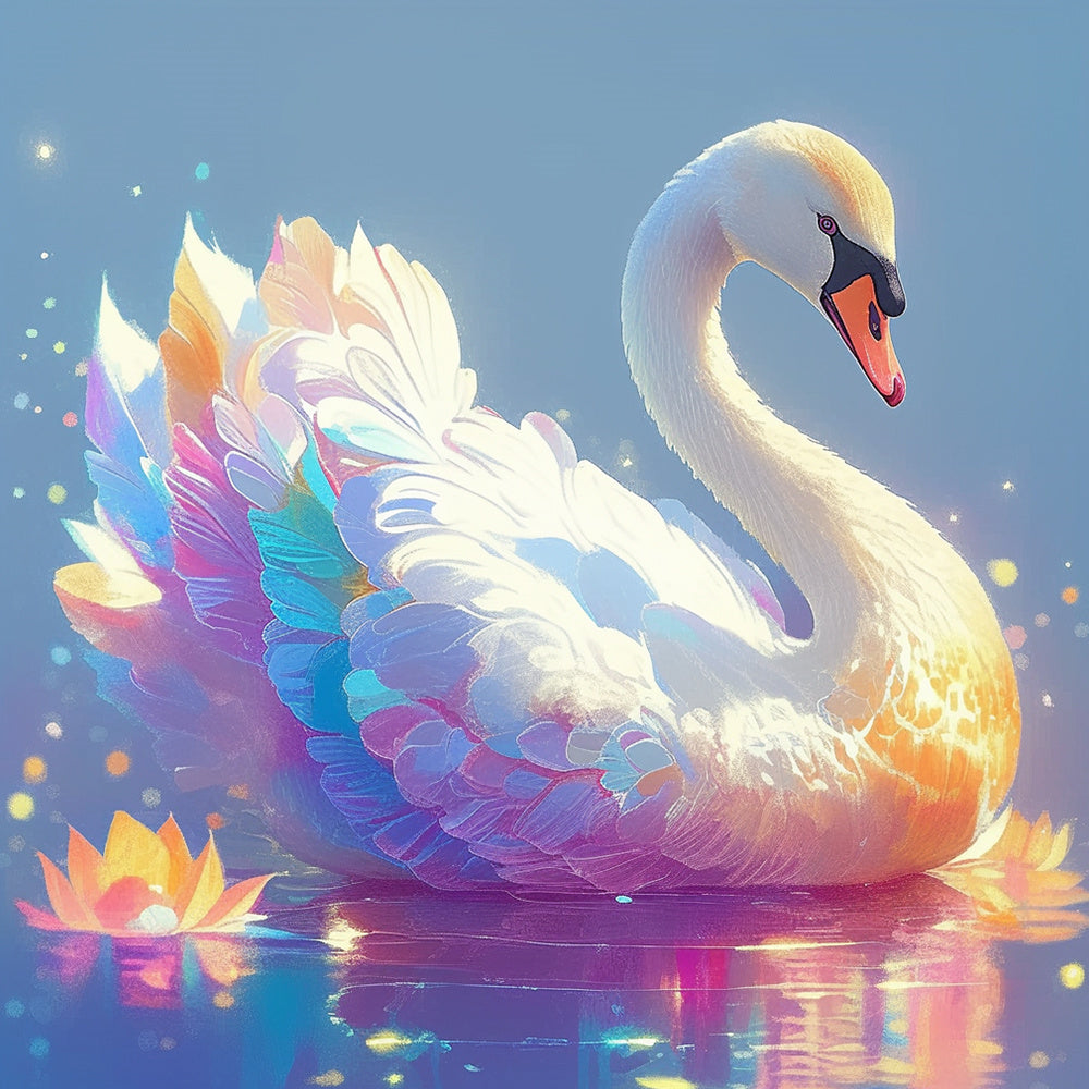 Fantasy iridescent swan cross stitch kit for beginners