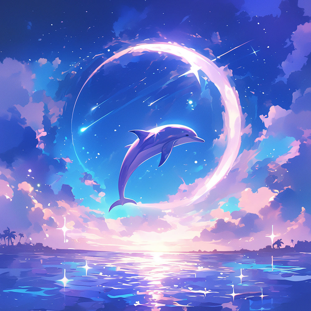 Fantasy starry dolphin cross stitch kit for beginners