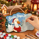 Farm christmas greeting paint by numbers door hanger painting process