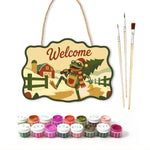Farm tree welcome paint by numbers door hanger with paints and brushes