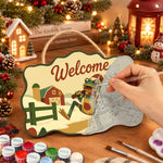Farm tree welcome paint by numbers door hanger painting process