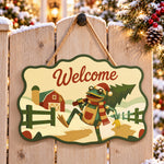 Farm tree welcome paint by numbers door hanger on a garden gate