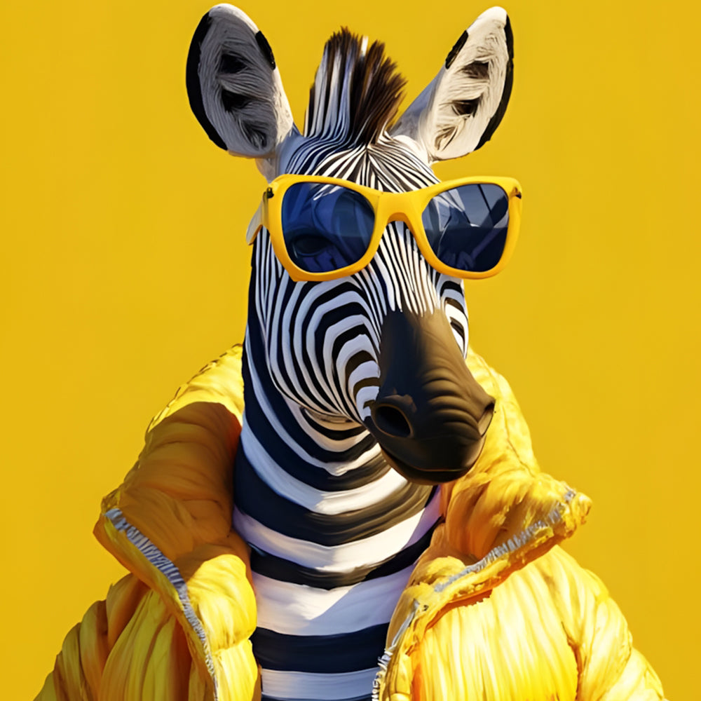 Fashion zebra with sunglasses cross stitch kit for beginners