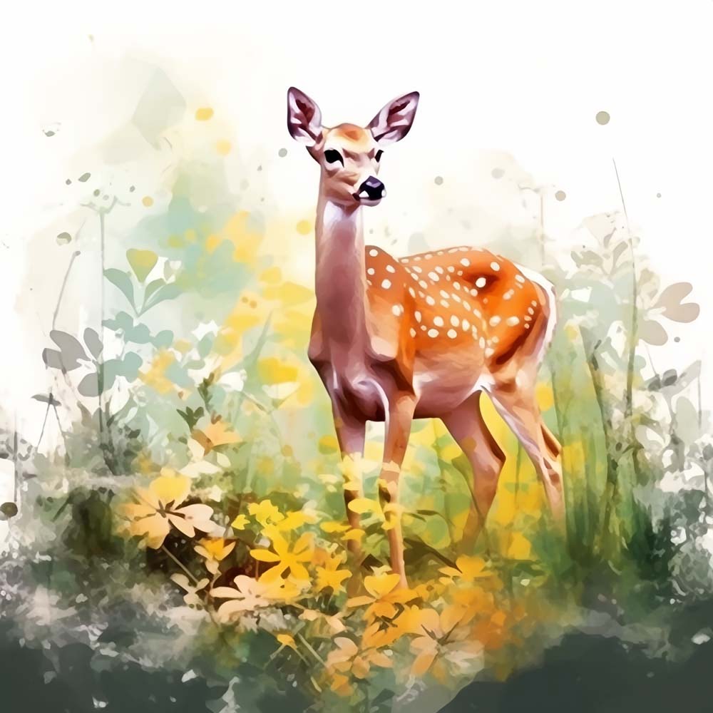 Fawn in wildflower meadow cross stitch kit for beginners