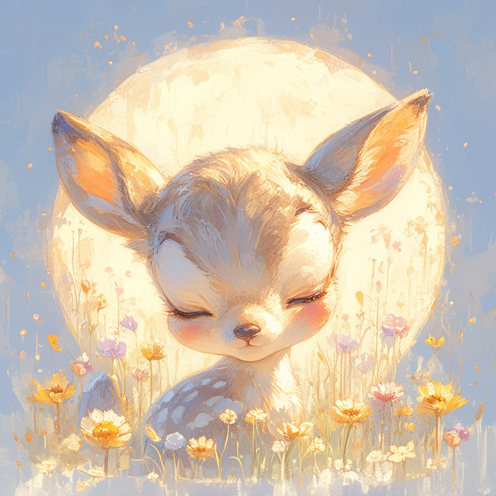 Fawn under full moon cross stitch kit for beginners