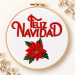 Feliz navidad poinsettia embroidery kit