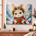Festive bunny with berry basket pearl diamond painting kit for beginners