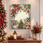 Finished festive christmas border decor pearl diamond painting artwork displayed as holiday home decor