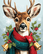 Festive christmas deer with scarf cross stitch kit for beginners