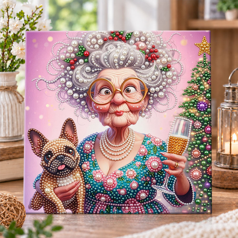 Festive christmas granny pearl diamond painting kit for beginners