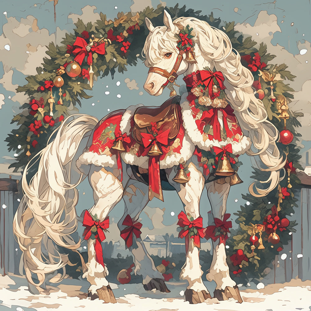 Festive christmas horse cross stitch kit for beginners