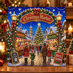 Festive christmas market scene pearl diamond painting kit for beginners