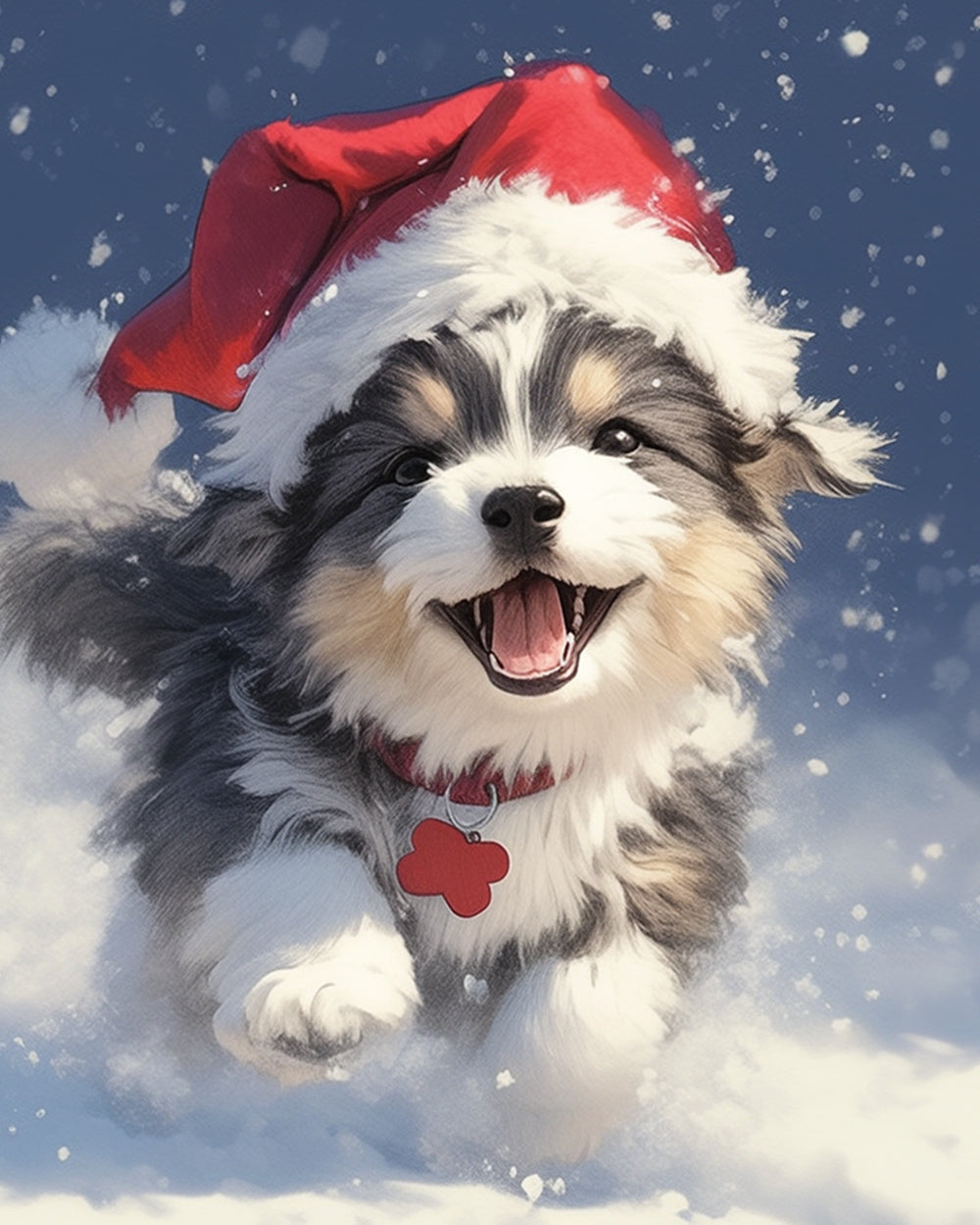 Festive christmas puppy cross stitch kit for beginners