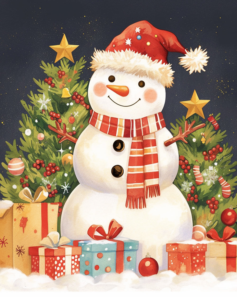Festive christmas snowman cross stitch kit for beginners