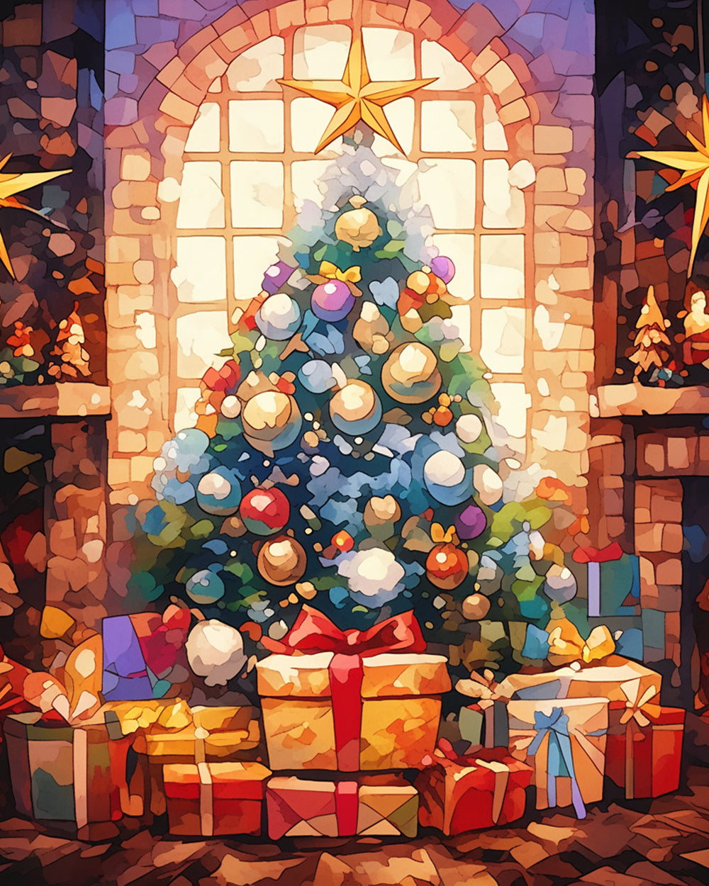 Festive christmas tree decor cross stitch kit for beginners