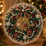 Festive christmas wreath glow pearl diamond painting kit for beginners