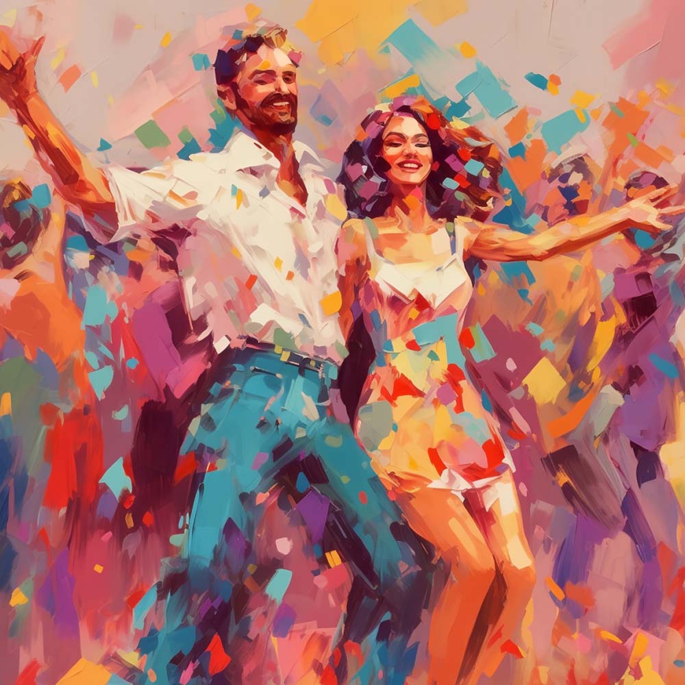 Festive couple party dance art cross stitch kit for beginners