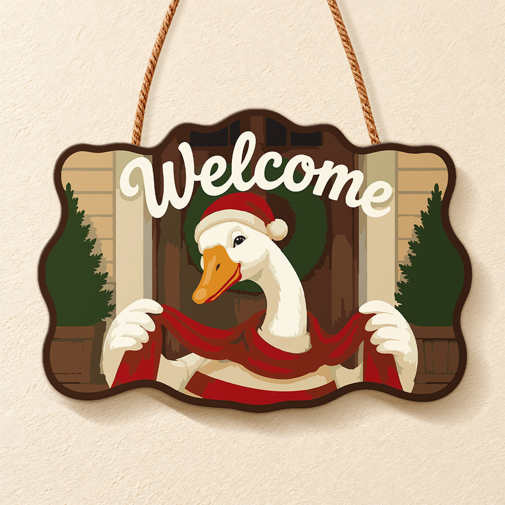 Festive door welcome paint by numbers door hanger finished design