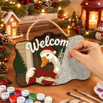 Festive door welcome paint by numbers door hanger painting process