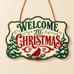Festive forest welcome paint by numbers door hanger finished design
