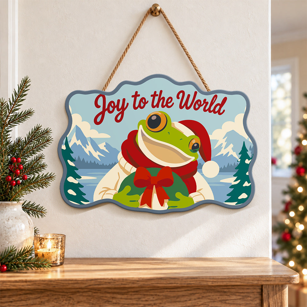 Festive frog greeting paint by numbers door hanger as indoor wall decor