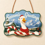 Festive goose with candy cane paint by numbers door hanger finished design