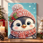 Festive little penguin pearl diamond painting kit for beginners