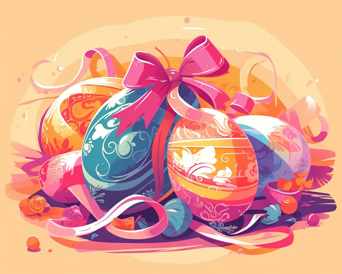Festive painted easter eggs cross stitch kit for beginners