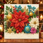 Festive poinsettia arrangement pearl diamond painting kit for beginners