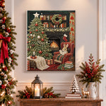 Finished festive reading bunny at home pearl diamond painting artwork displayed as holiday home decor