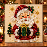 Festive santa portrait pearl diamond painting kit for beginners