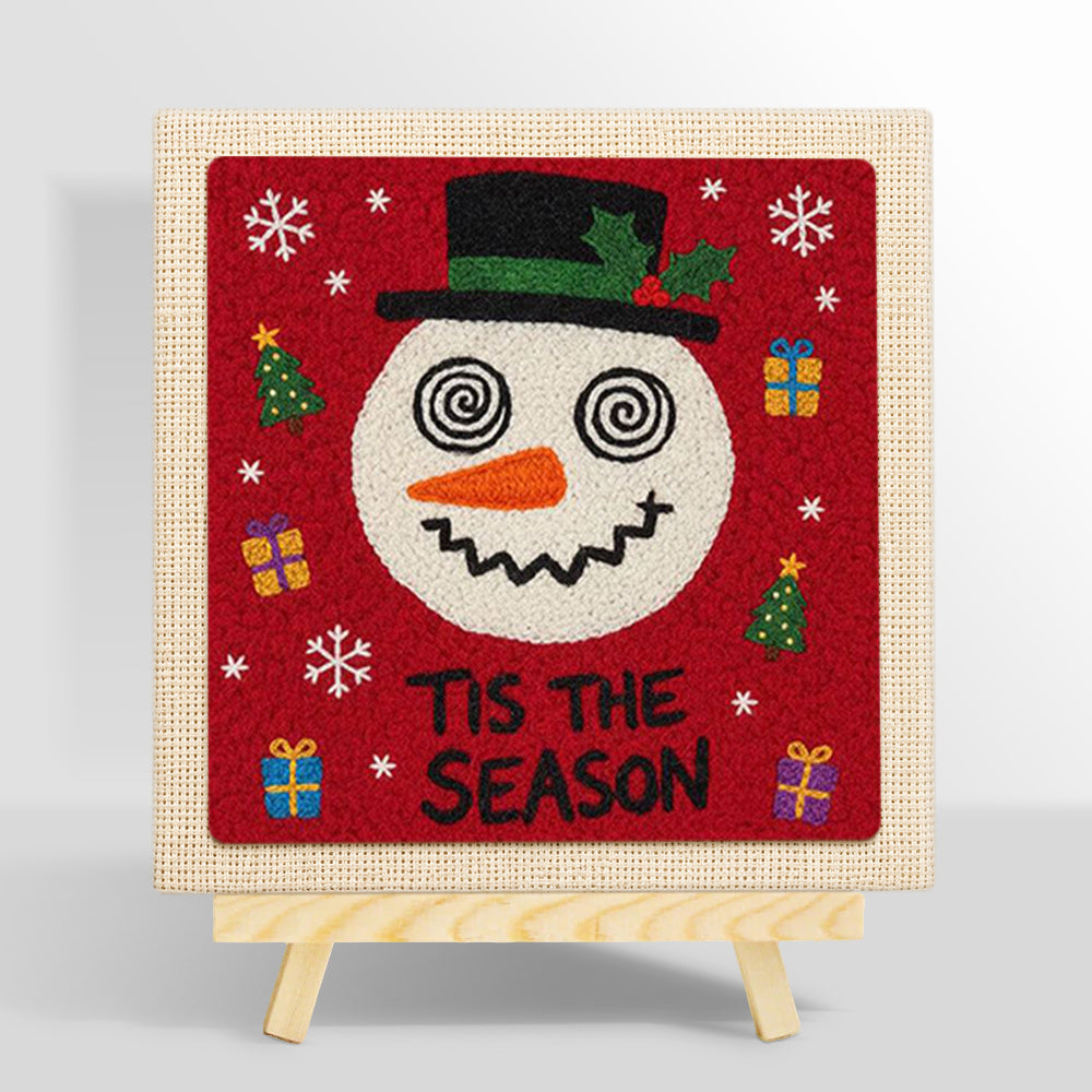 Festive snowman with gifts punch needle kit for beginners
