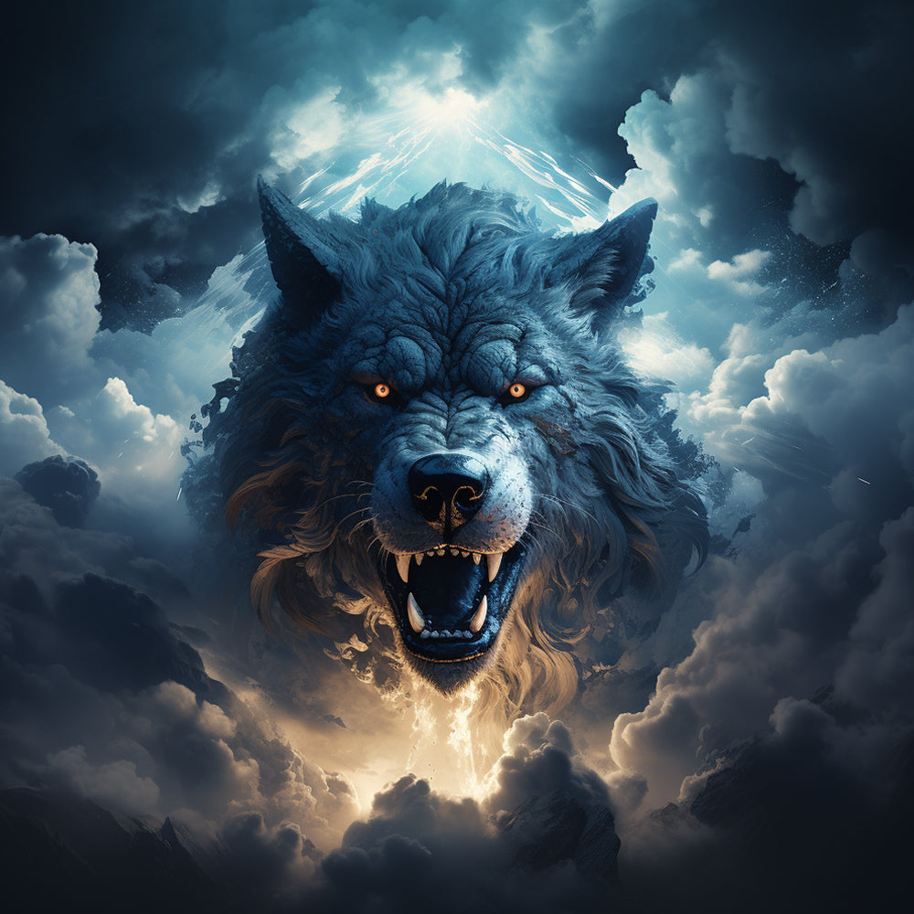 Fierce storm wolf cross stitch kit for beginners