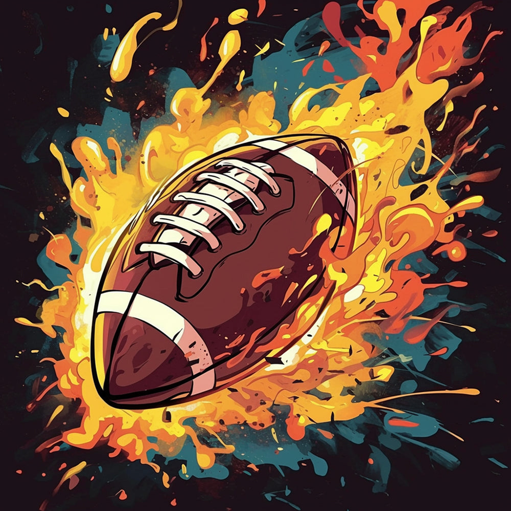 Fiery american football splash cross stitch kit for beginners
