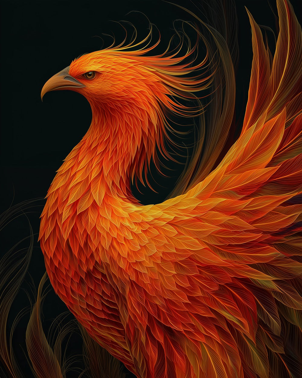 Fiery phoenix artwork cross stitch kit for beginners