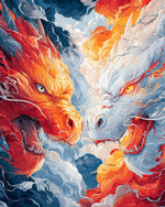 Fire and ice dragon duel cross stitch kit for beginners