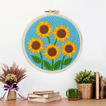Finished five sunflowers artwork displayed on a wall