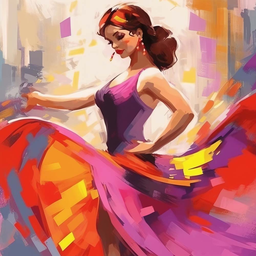 Flamenco dancer vibrant painting cross stitch kit for beginners