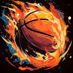 Flaming basketball in motion cross stitch kit for beginners