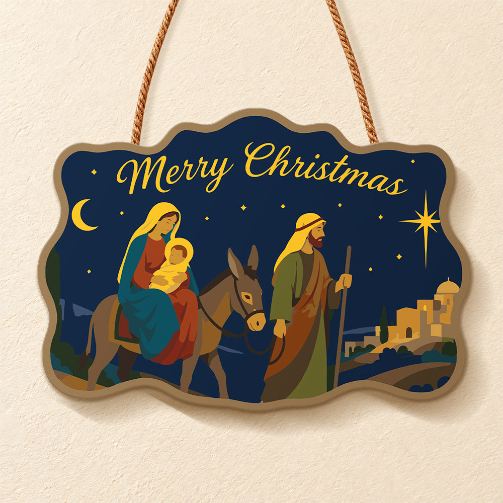 Flight to bethlehem paint by numbers door hanger finished design