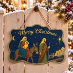 Flight to bethlehem paint by numbers door hanger on a garden gate