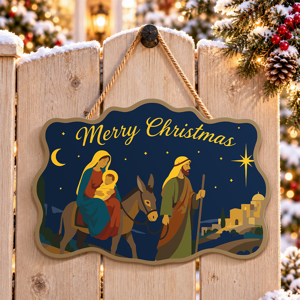 Flight to bethlehem paint by numbers door hanger on a garden gate