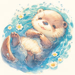 Floating happy otter cross stitch kit for beginners