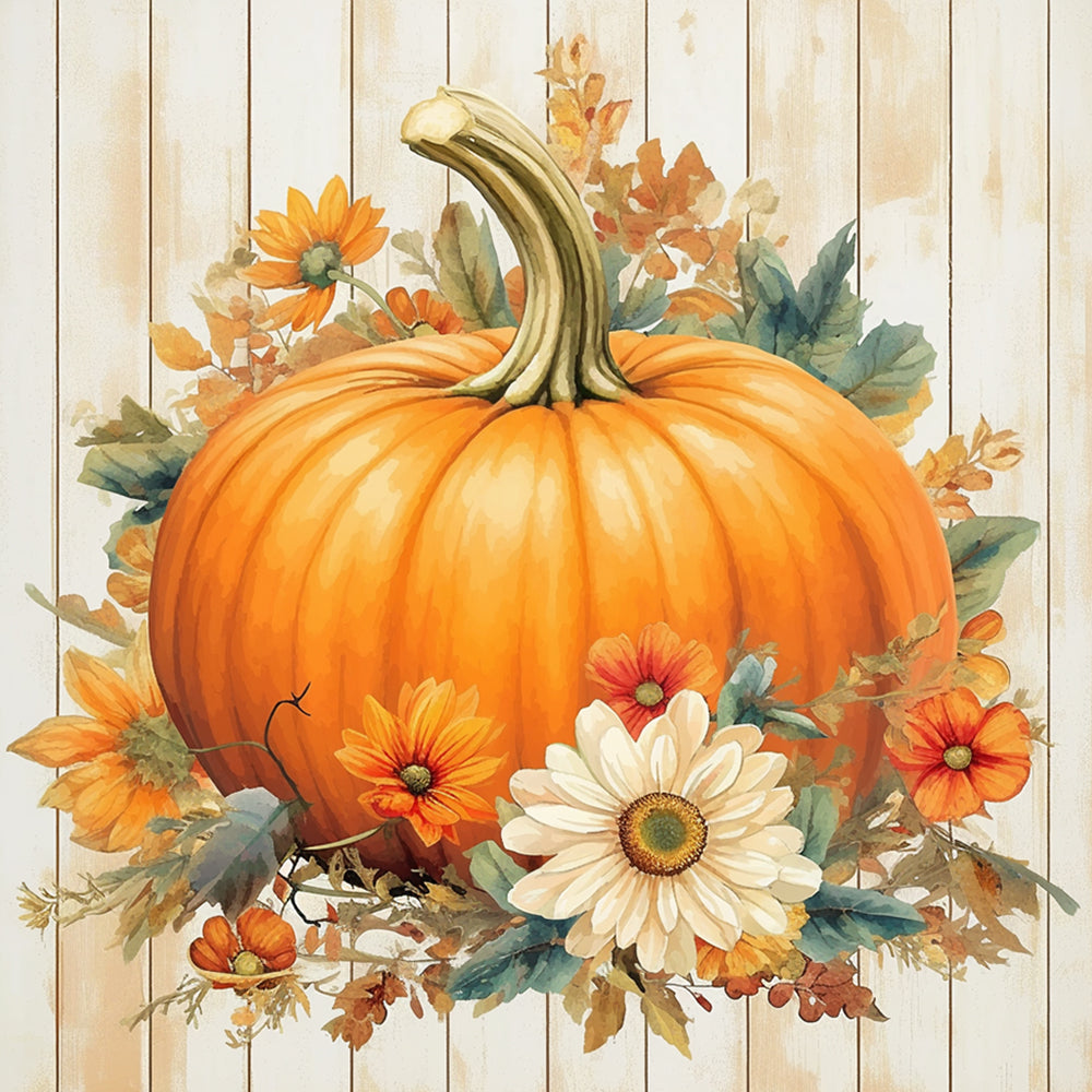 Floral autumn pumpkin cross stitch kit for beginners