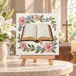 Floral bible sea glass art kit displayed as seasonal home decor