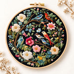 Floral birds on branches embroidery kit