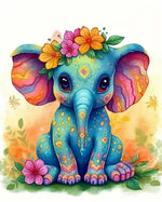 Floral boho elephant cross stitch kit for beginners