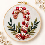 Floral candy cane design embroidery kit