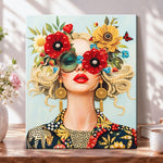 Floral chic lady pearl diamond painting kit for beginners